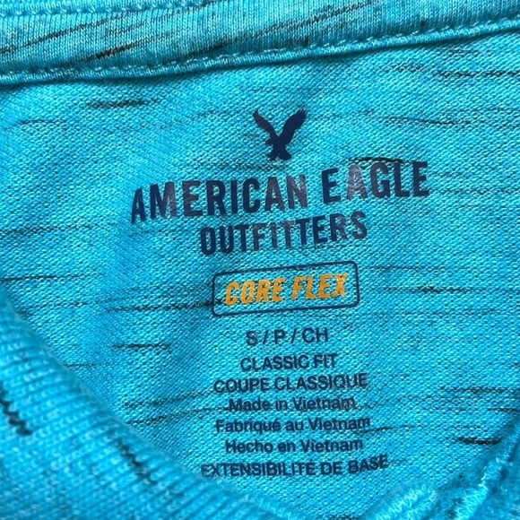 American Eagle Outfitters Mens Core Flex Teal Blue Short Sleeve Polo Tee, size S - Picture 2 of 9